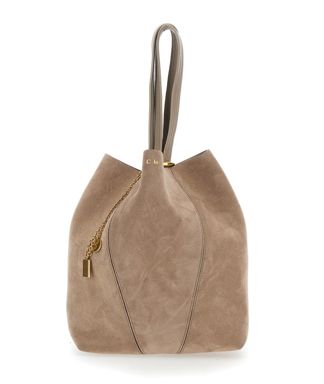 CHLOE Серая замшевая сумка через плечо, фото 4