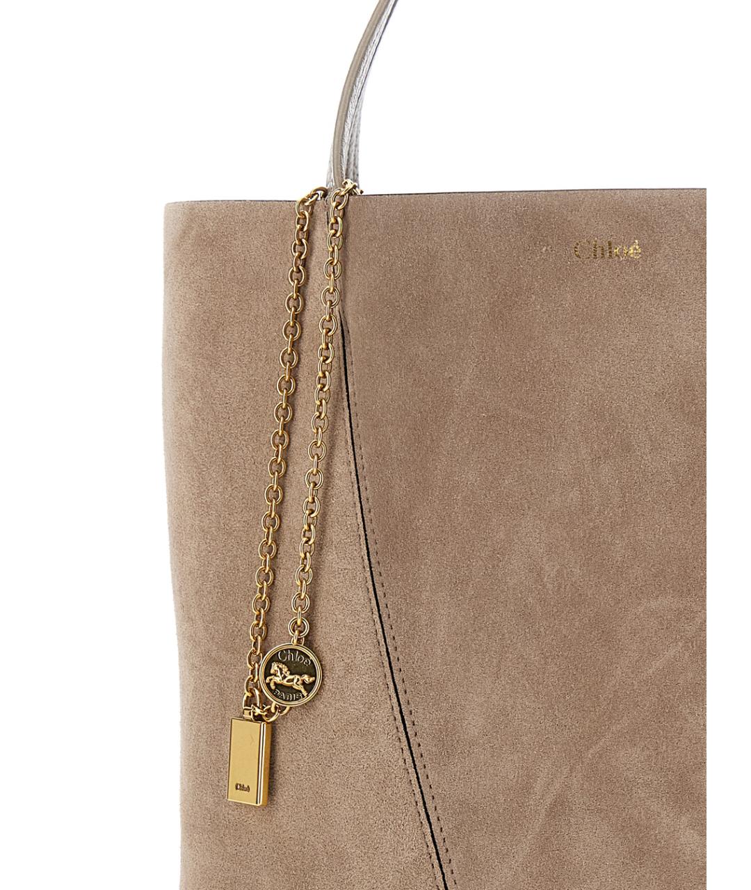 CHLOE Серая замшевая сумка через плечо, фото 3