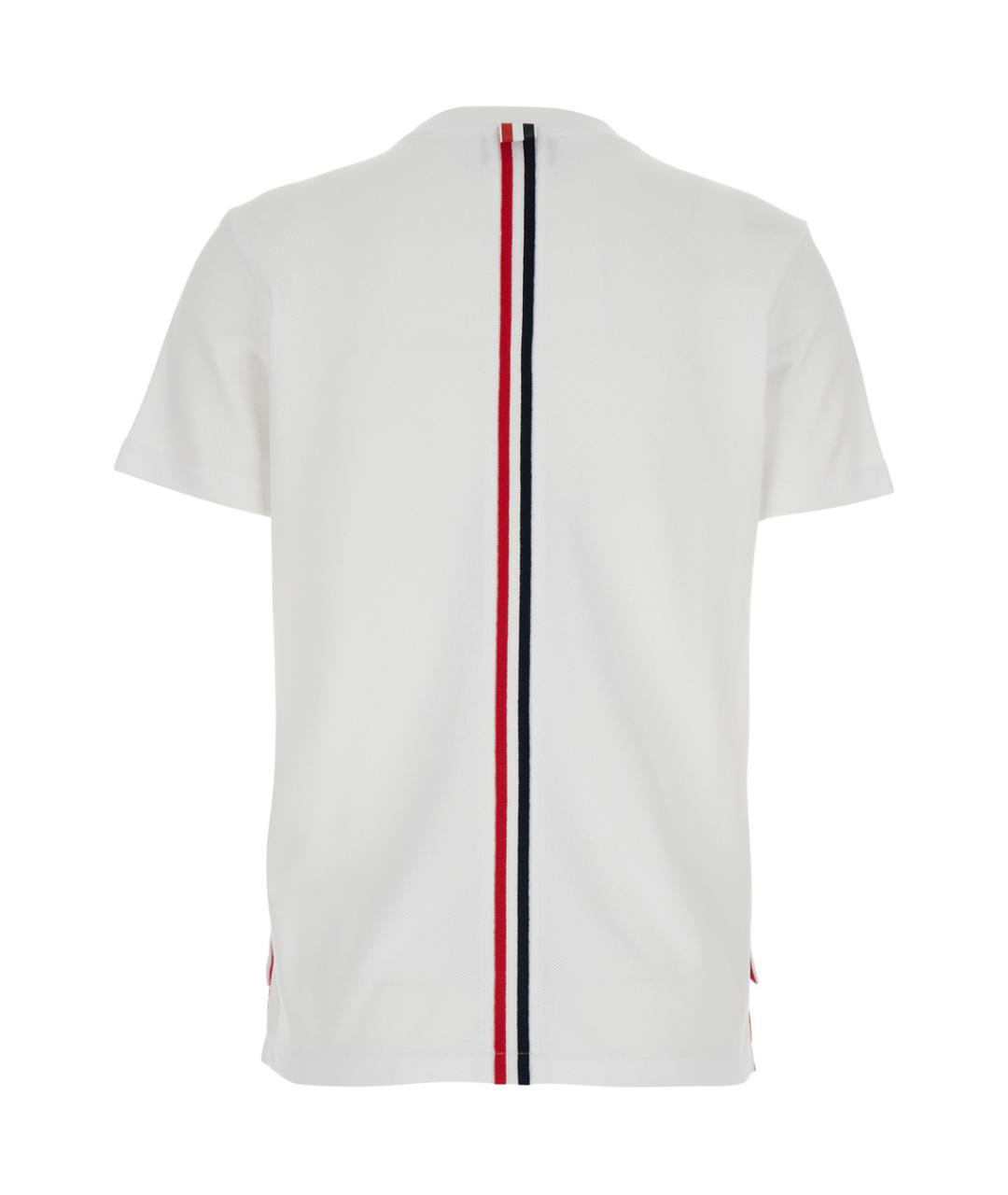 THOM BROWNE Белая хлопковая футболка, фото 2