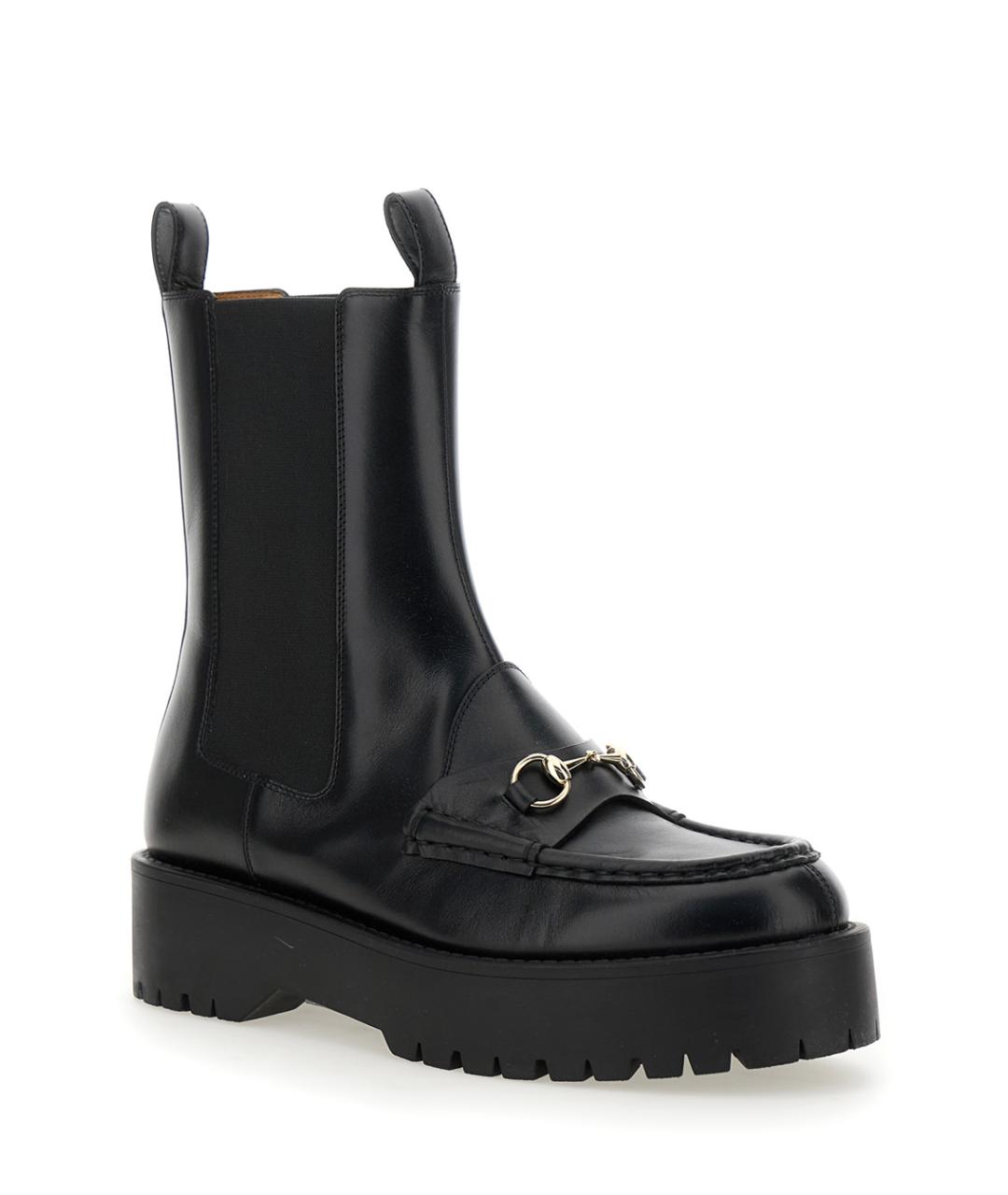 GUCCI Черные кожаные ботинки, фото 2