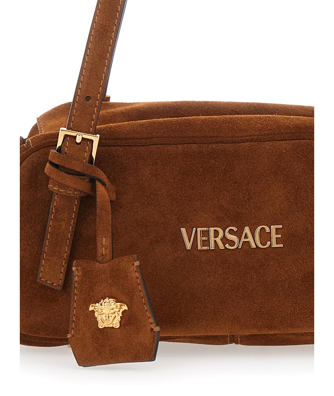VERSACE Коричневая замшевая сумка через плечо, фото 3