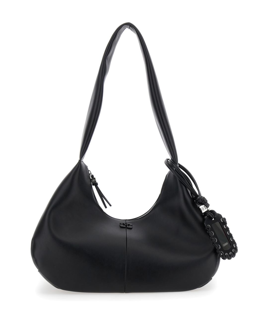 GANNI Черная кожаная сумка через плечо, фото 1