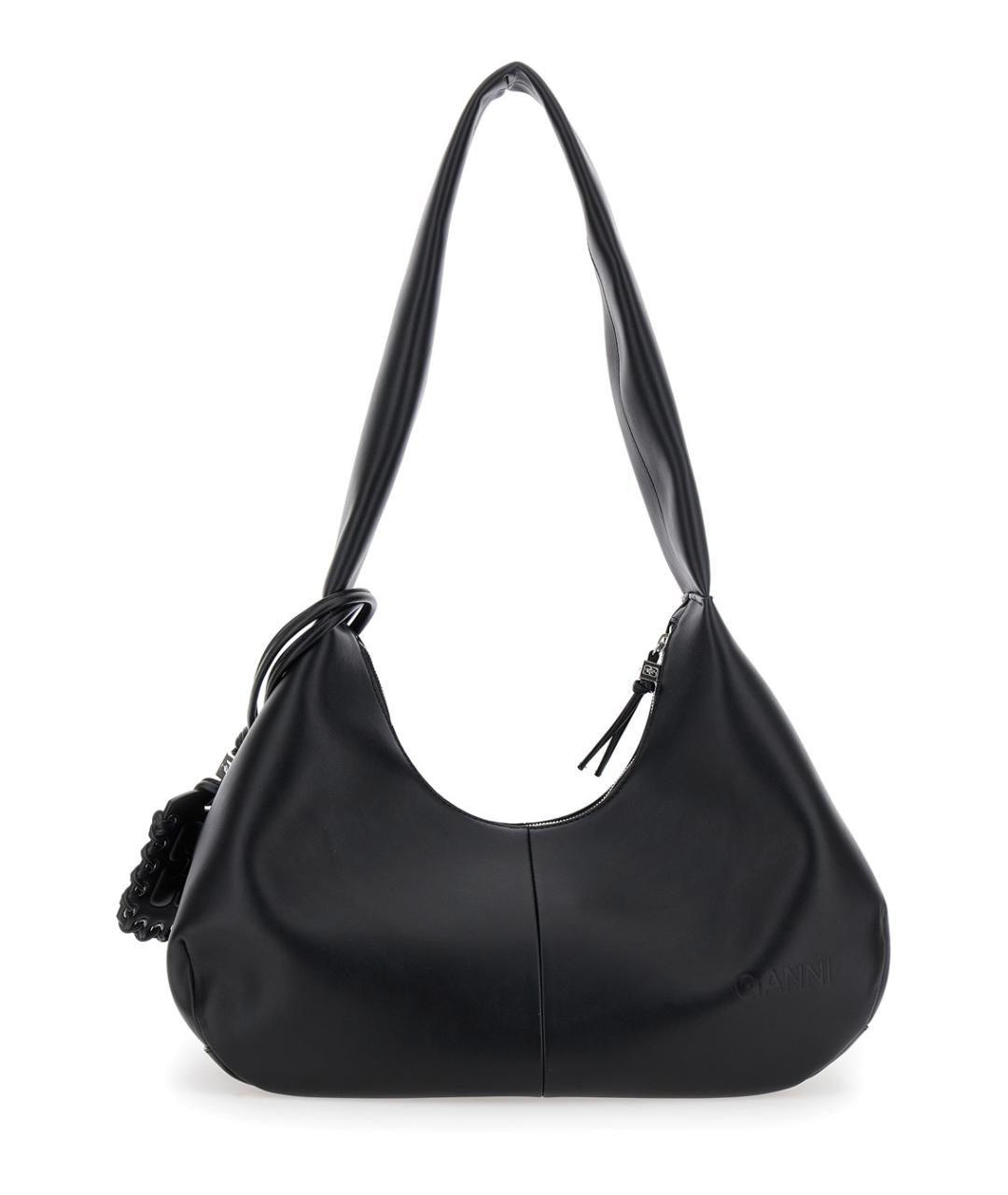 GANNI Черная кожаная сумка через плечо, фото 2