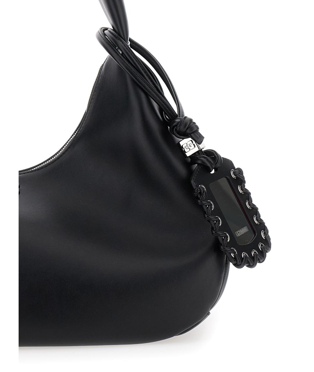 GANNI Черная кожаная сумка через плечо, фото 3