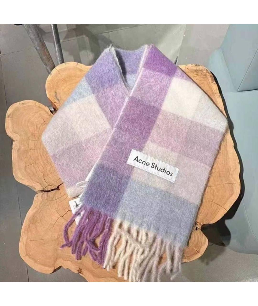 ACNE STUDIOS Фиолетовый шерстяной шарф, фото 4