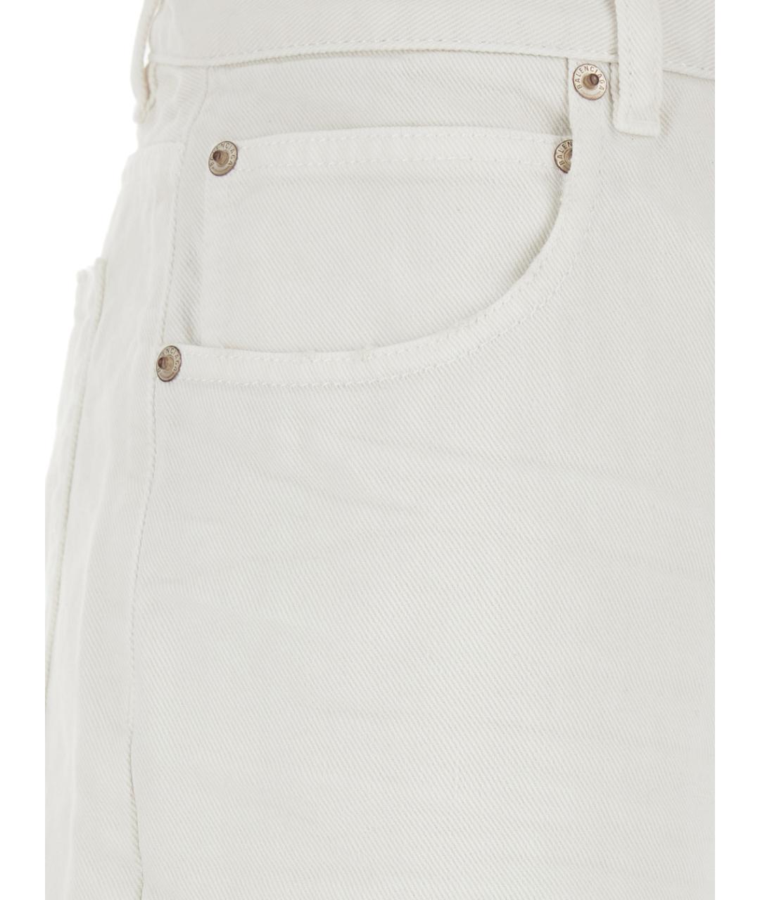 BALENCIAGA Белые хлопковые прямые джинсы, фото 3