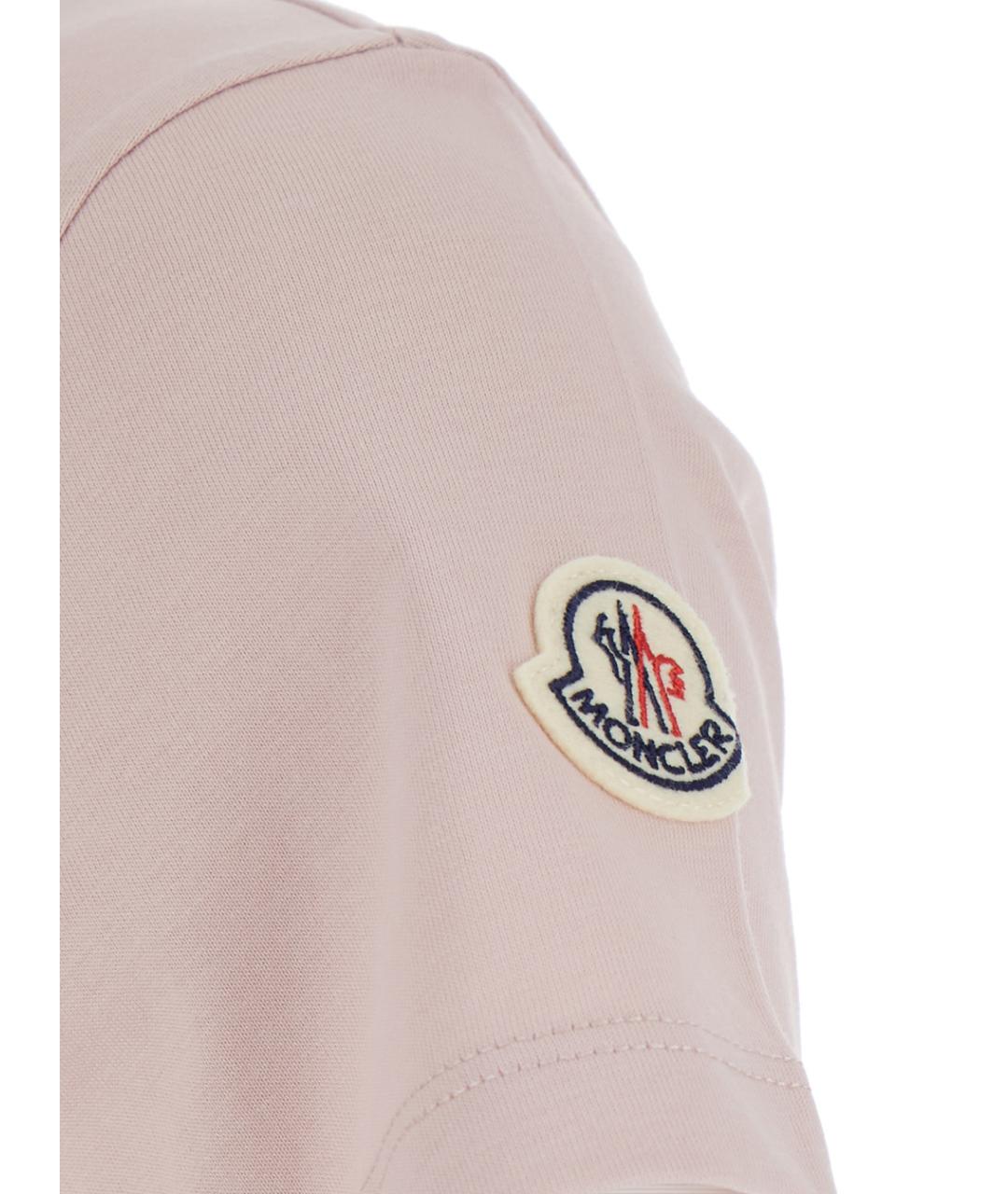 MONCLER Розовая хлопковая футболка, фото 3
