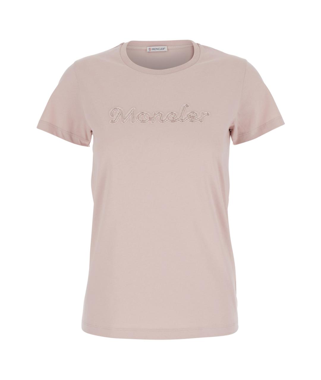 MONCLER Розовая хлопковая футболка, фото 1