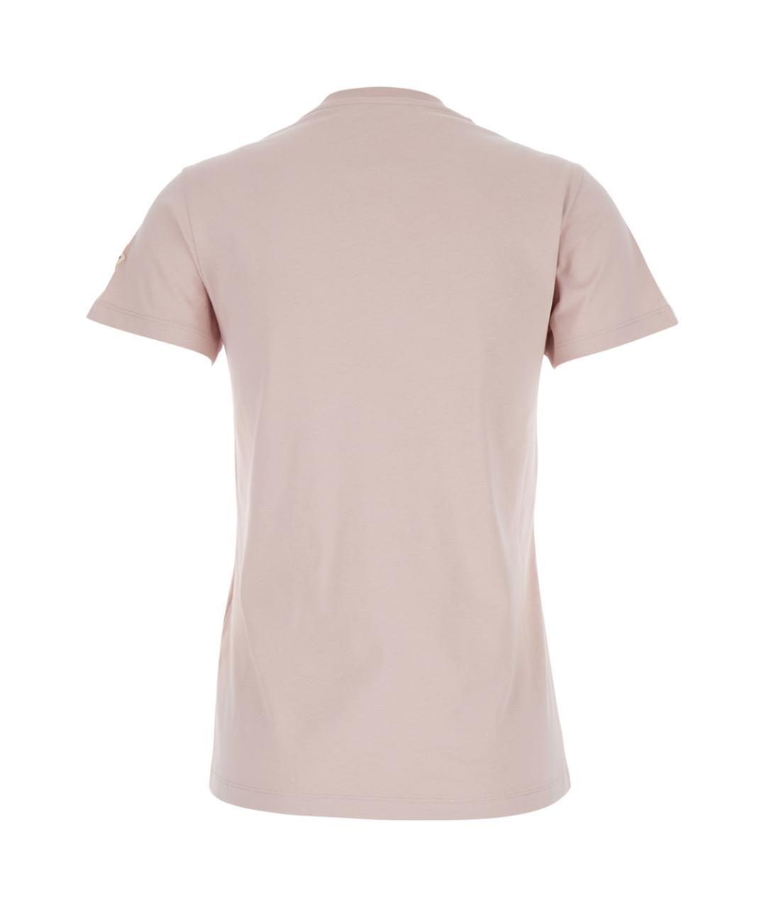 MONCLER Розовая хлопковая футболка, фото 2