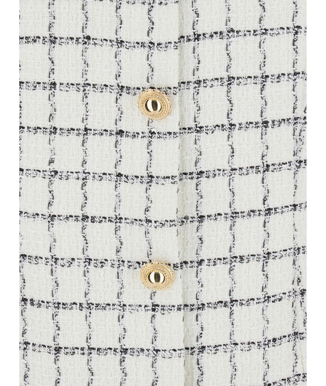 SELF-PORTRAIT Белое твидовое повседневное платье, фото 3