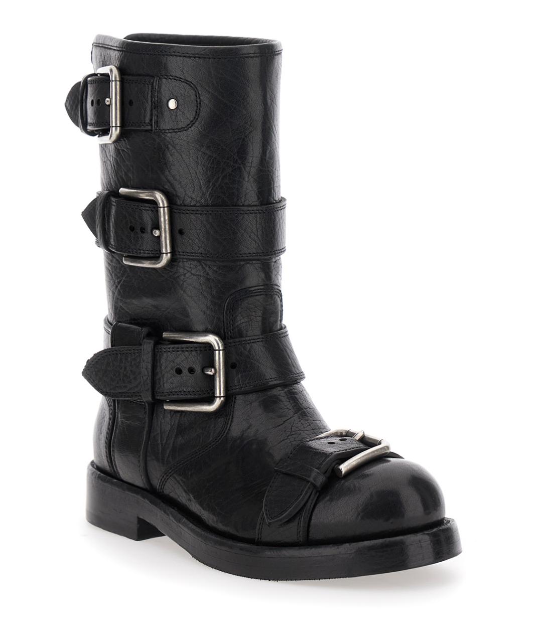DOLCE&GABBANA Черные кожаные ботинки, фото 2