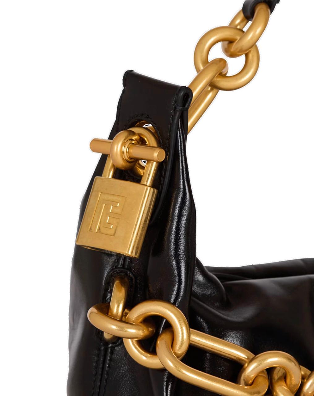 BALMAIN Черная кожаная сумка через плечо, фото 3