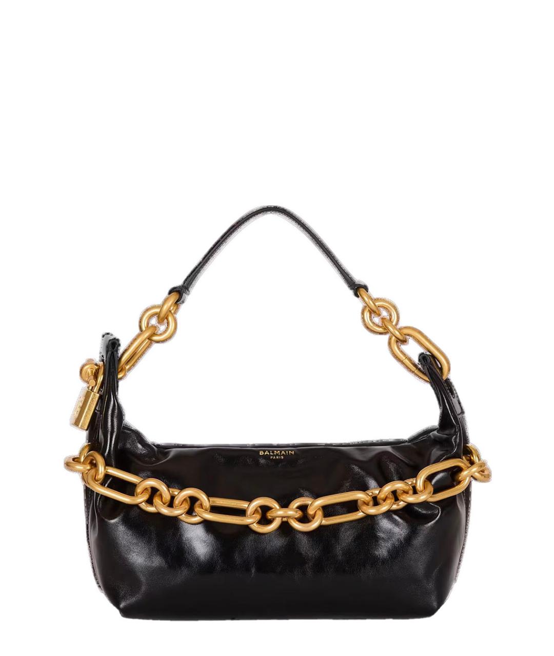 BALMAIN Черная кожаная сумка через плечо, фото 1