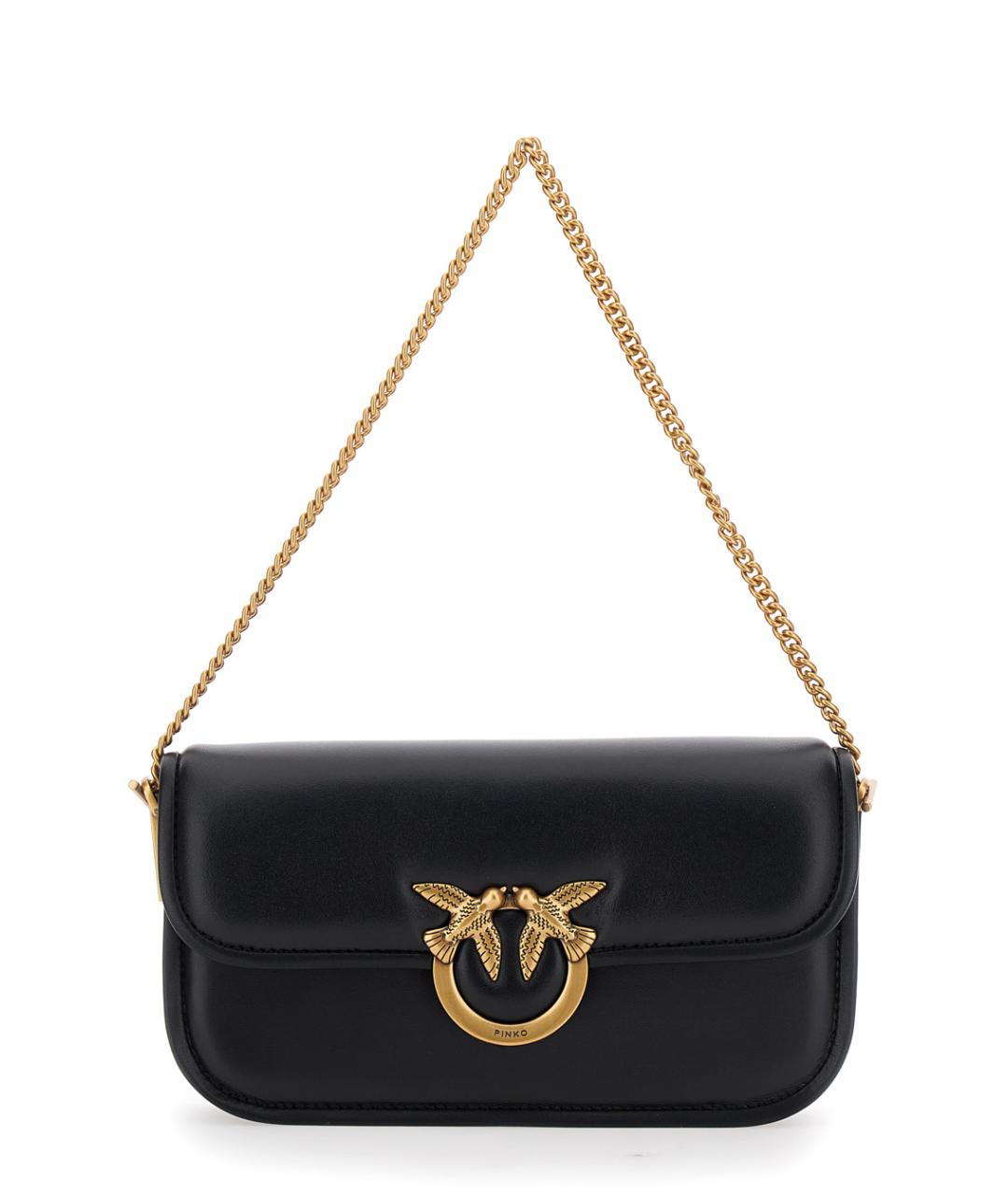 PINKO Черная кожаная сумка через плечо, фото 3