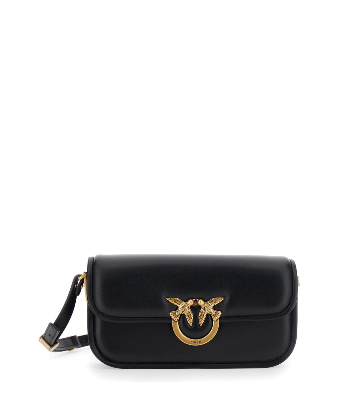 PINKO Черная кожаная сумка через плечо, фото 1