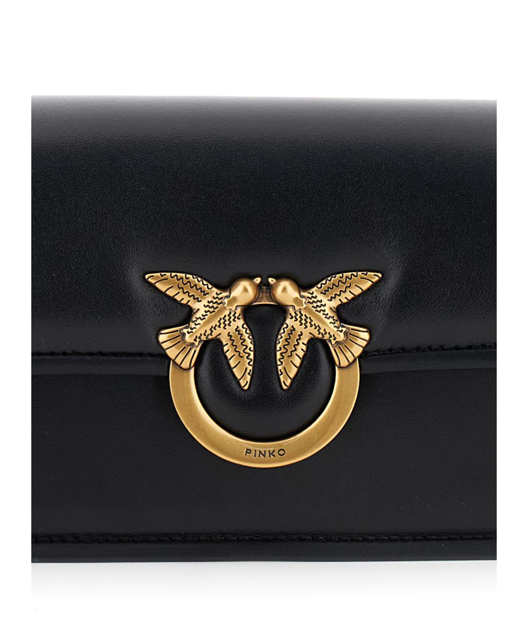 PINKO Черная кожаная сумка через плечо, фото 4