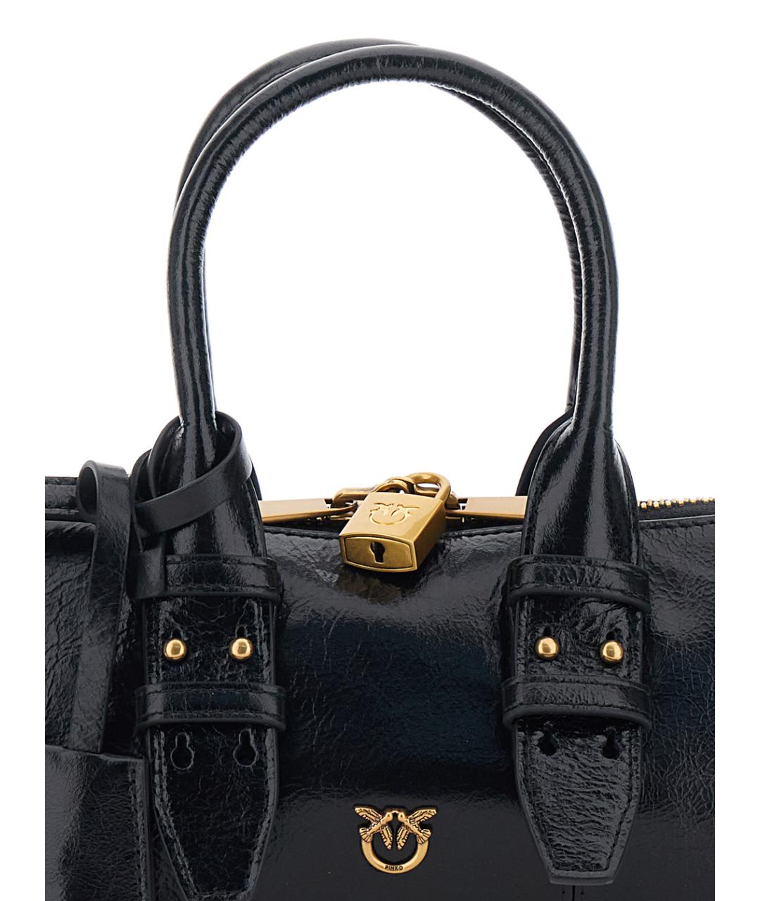 PINKO Черная кожаная сумка с короткими ручками, фото 3