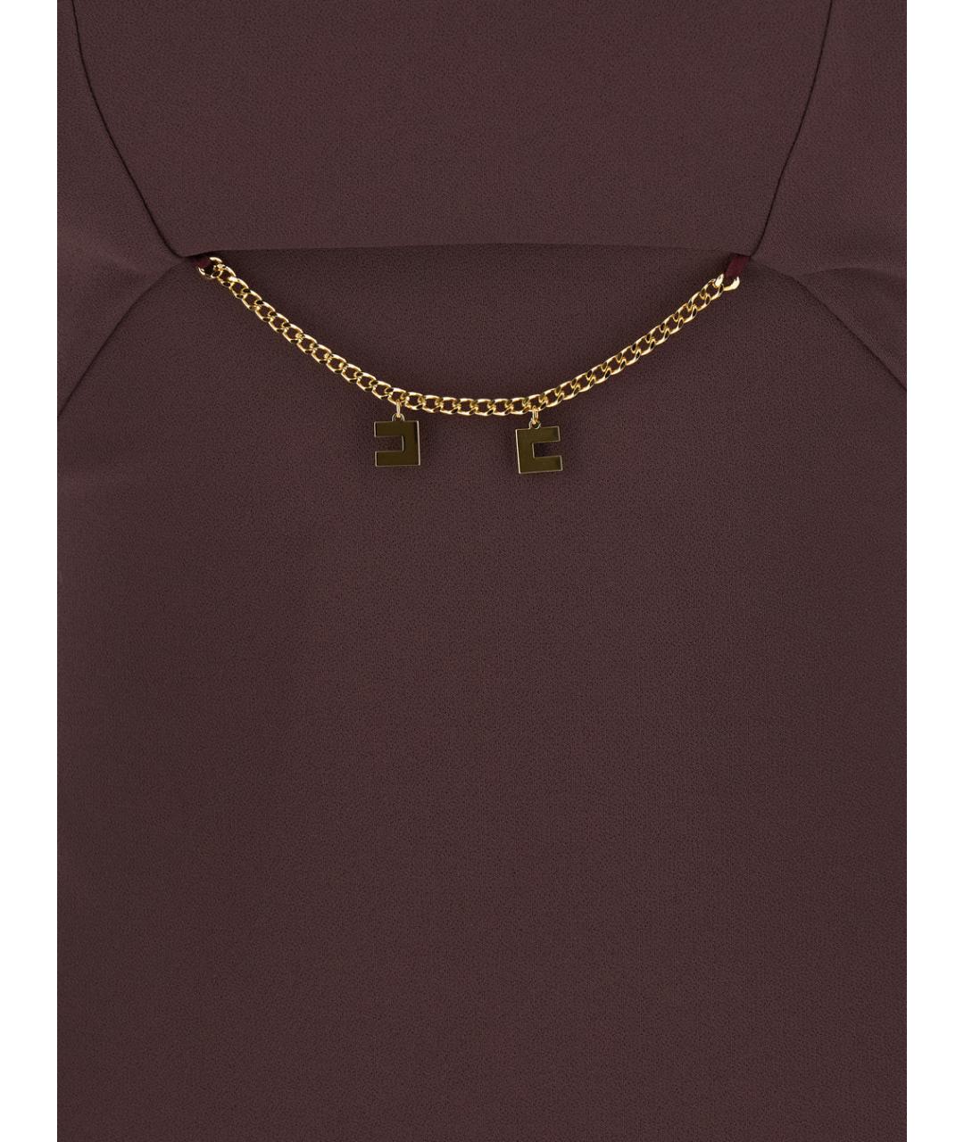 ELISABETTA FRANCHI Бордовое полиэстеровое повседневное платье, фото 3