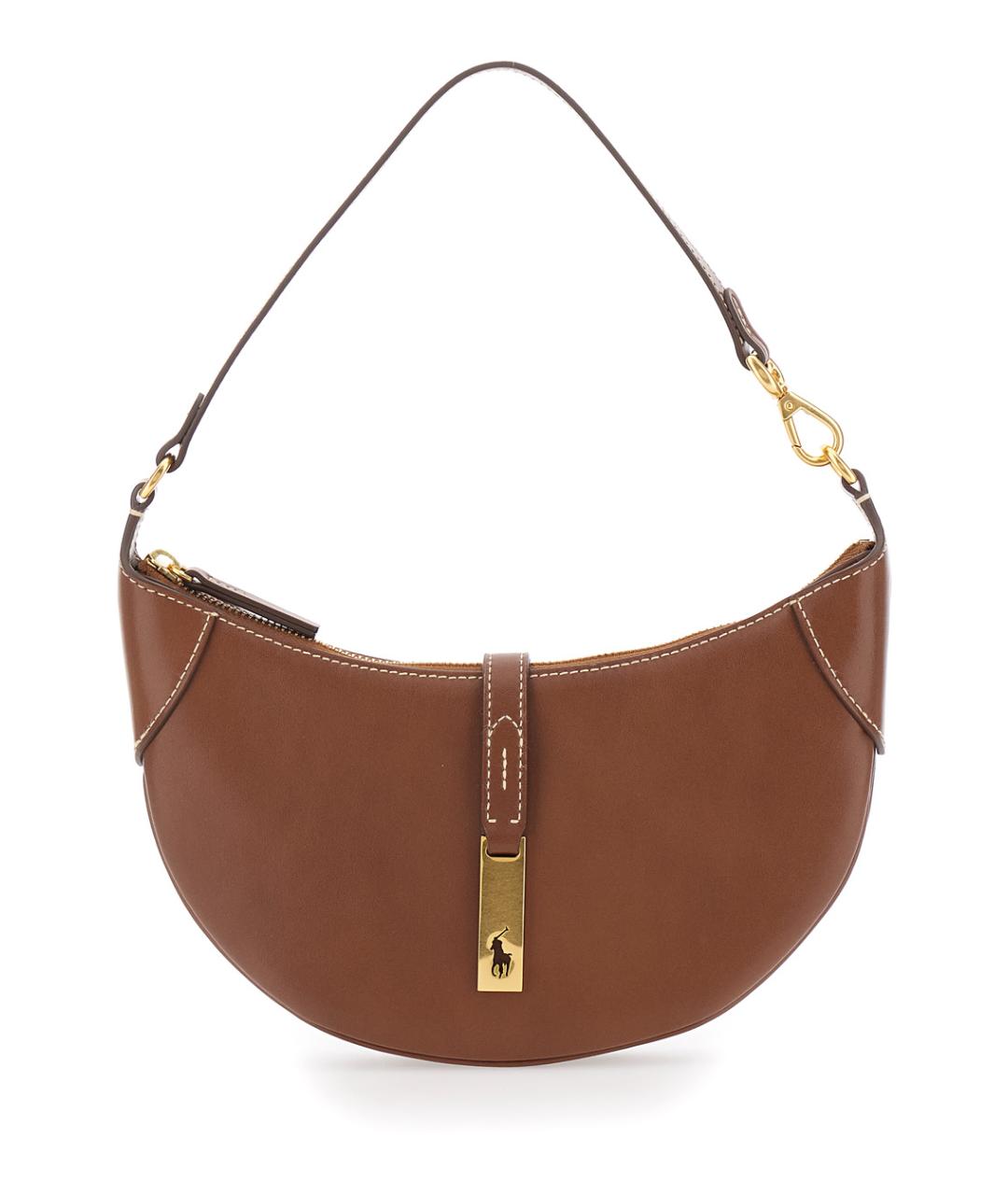 POLO RALPH LAUREN Коричневая кожаная сумка через плечо, фото 1