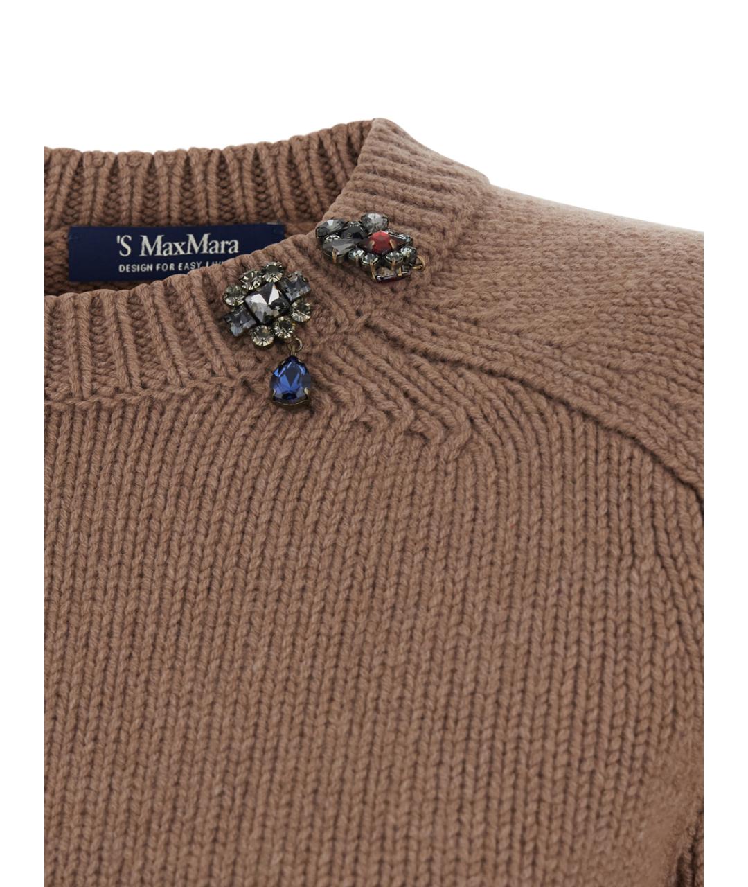 'S MAX MARA Бежевый шерстяной джемпер / свитер, фото 3