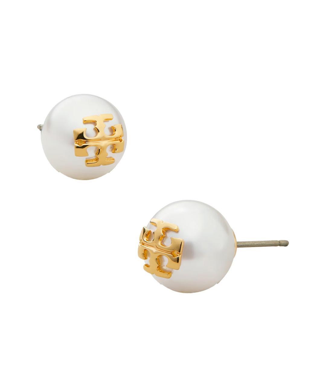 TORY BURCH Белые металлические серьги, фото 2