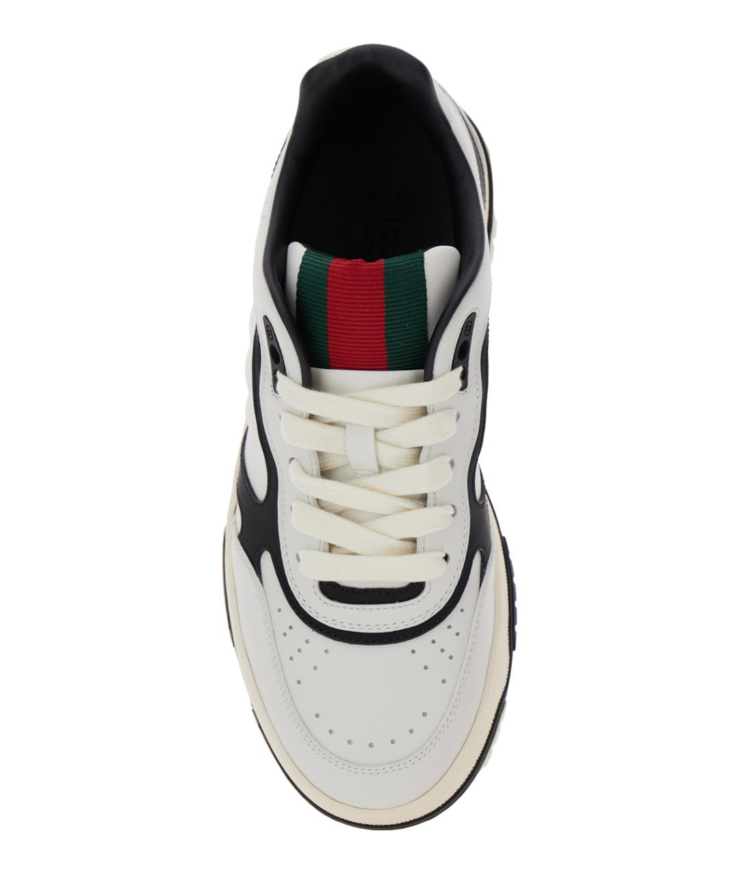 GUCCI Белые кожаные кроссовки, фото 4