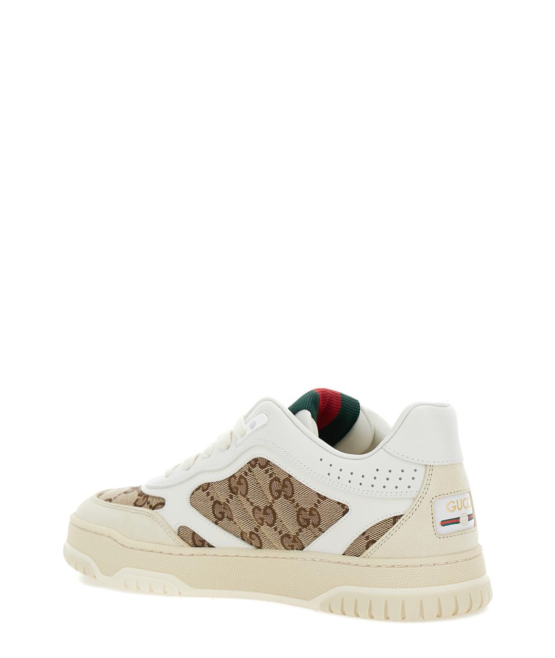 GUCCI Бежевые кожаные кроссовки, фото 3