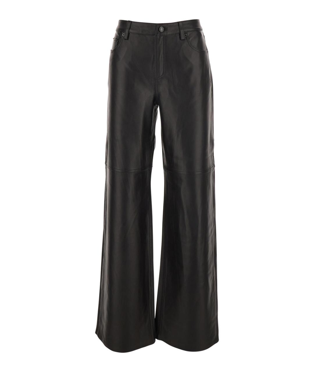 MICHAEL MICHAEL KORS Черные кожаные прямые брюки, фото 1