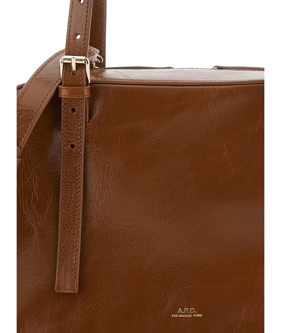 A.P.C. Коричневая кожаная сумка через плечо, фото 3