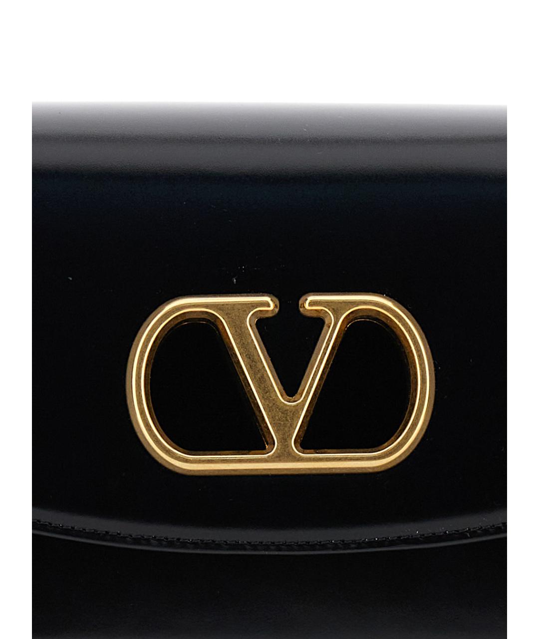 VALENTINO Черная кожаная сумка через плечо, фото 3