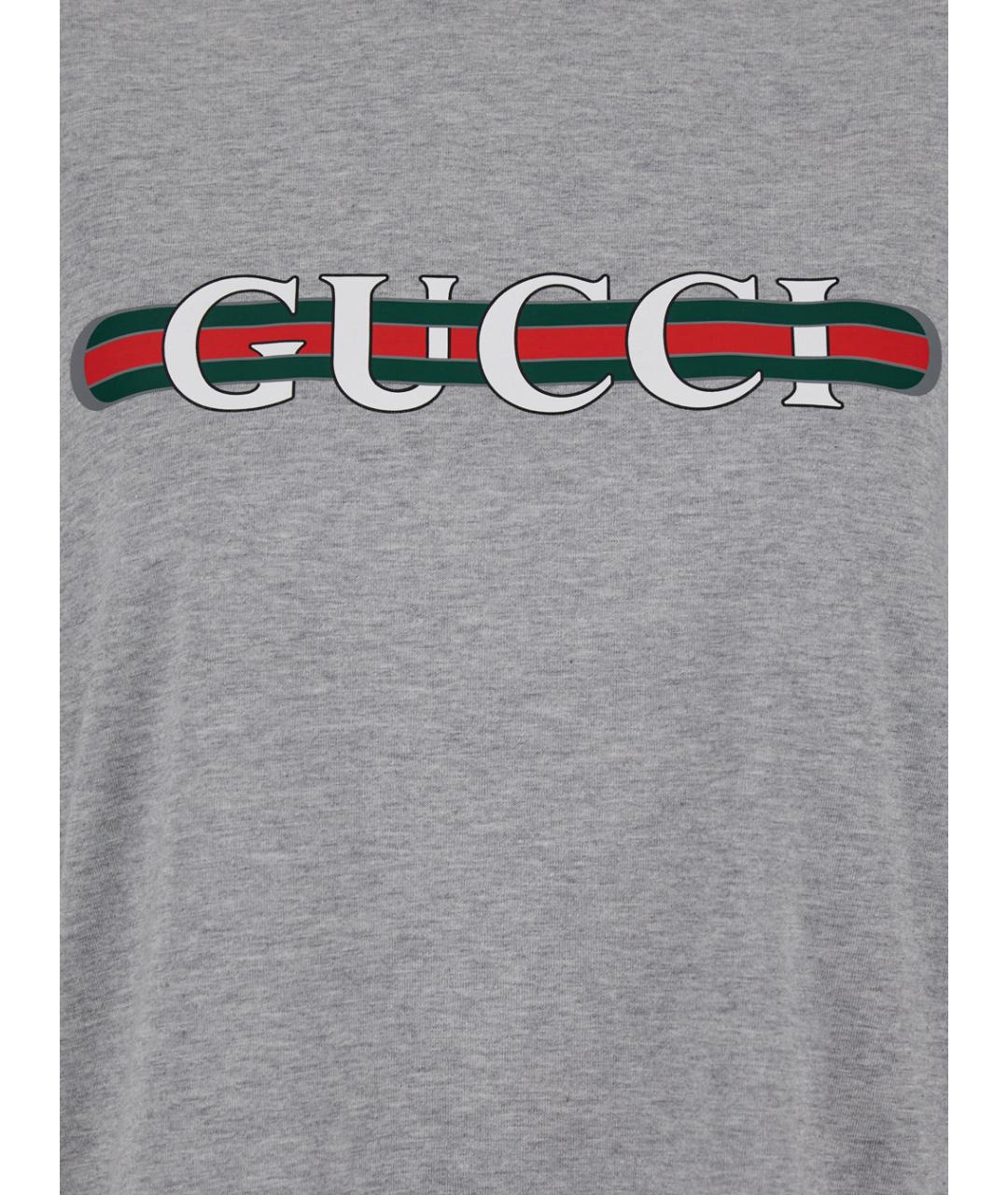 GUCCI Серая хлопковая футболка, фото 3