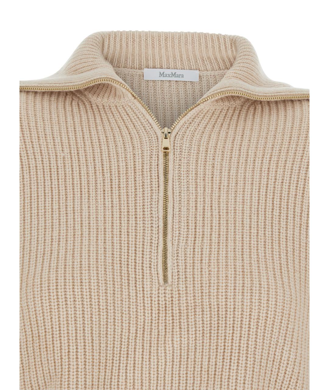 MAX MARA Бежевый шерстяной джемпер / свитер, фото 3