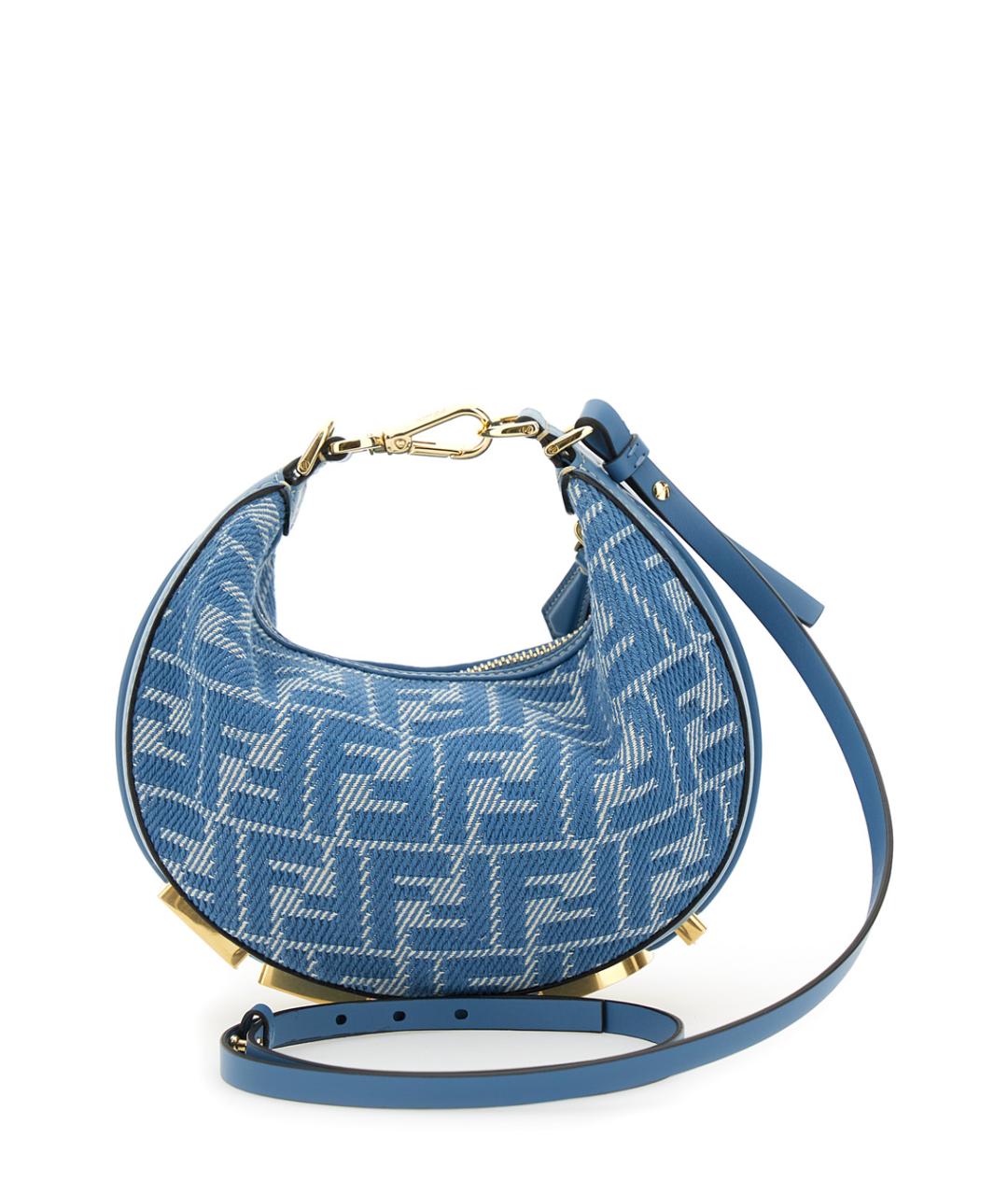 FENDI Синяя хлопковая сумка через плечо, фото 2