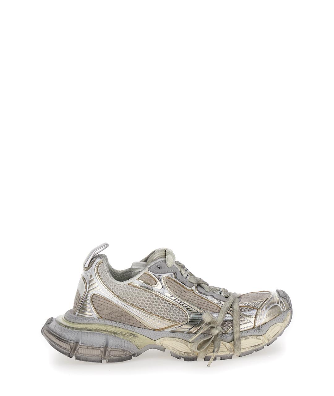 BALENCIAGA Серебряные текстильные кроссовки, фото 4