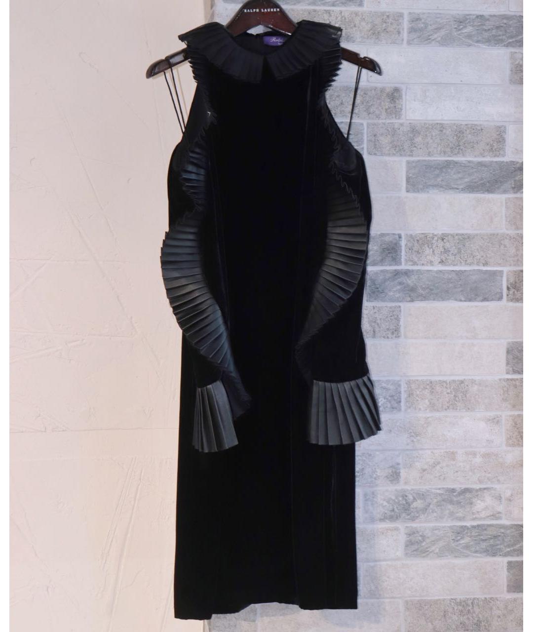RALPH LAUREN PURPLE LABEL Черное бархатное коктейльное платье, фото 2