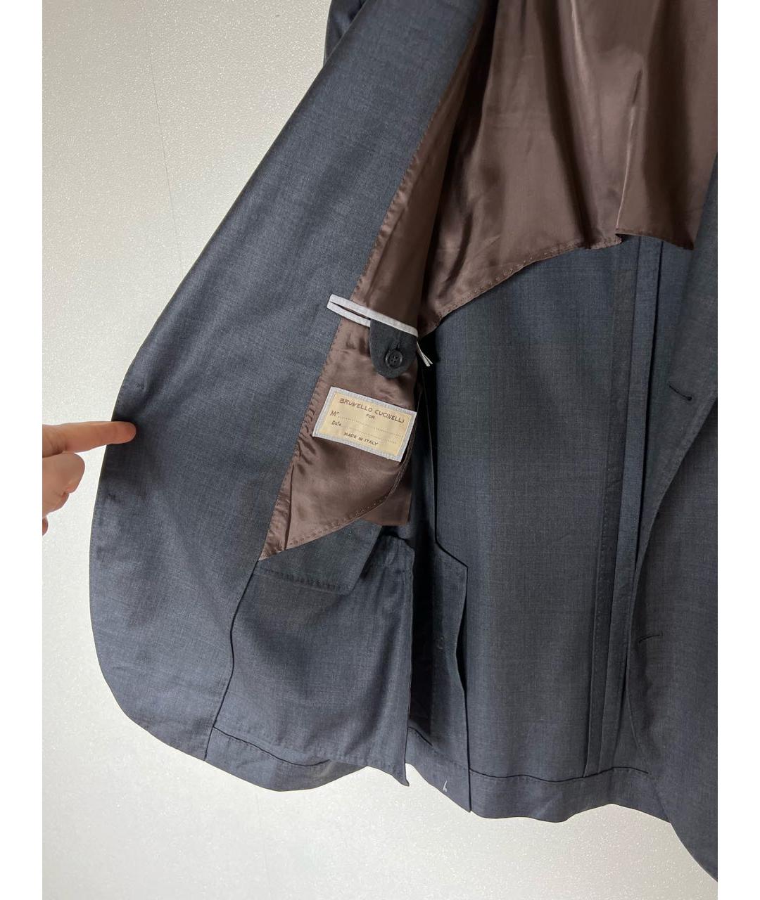 BRUNELLO CUCINELLI Серый шерстяной пиджак, фото 6