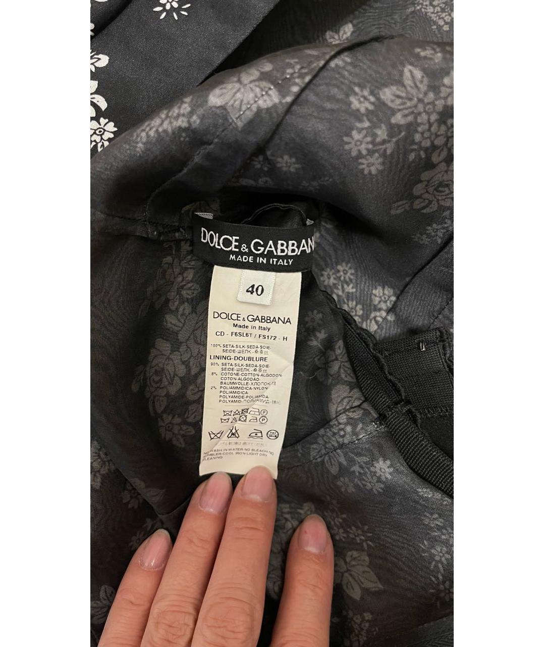 DOLCE&GABBANA Черное шелковое коктейльное платье, фото 3