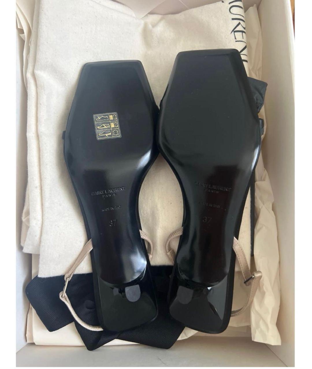 SAINT LAURENT Черные текстильные босоножки, фото 4
