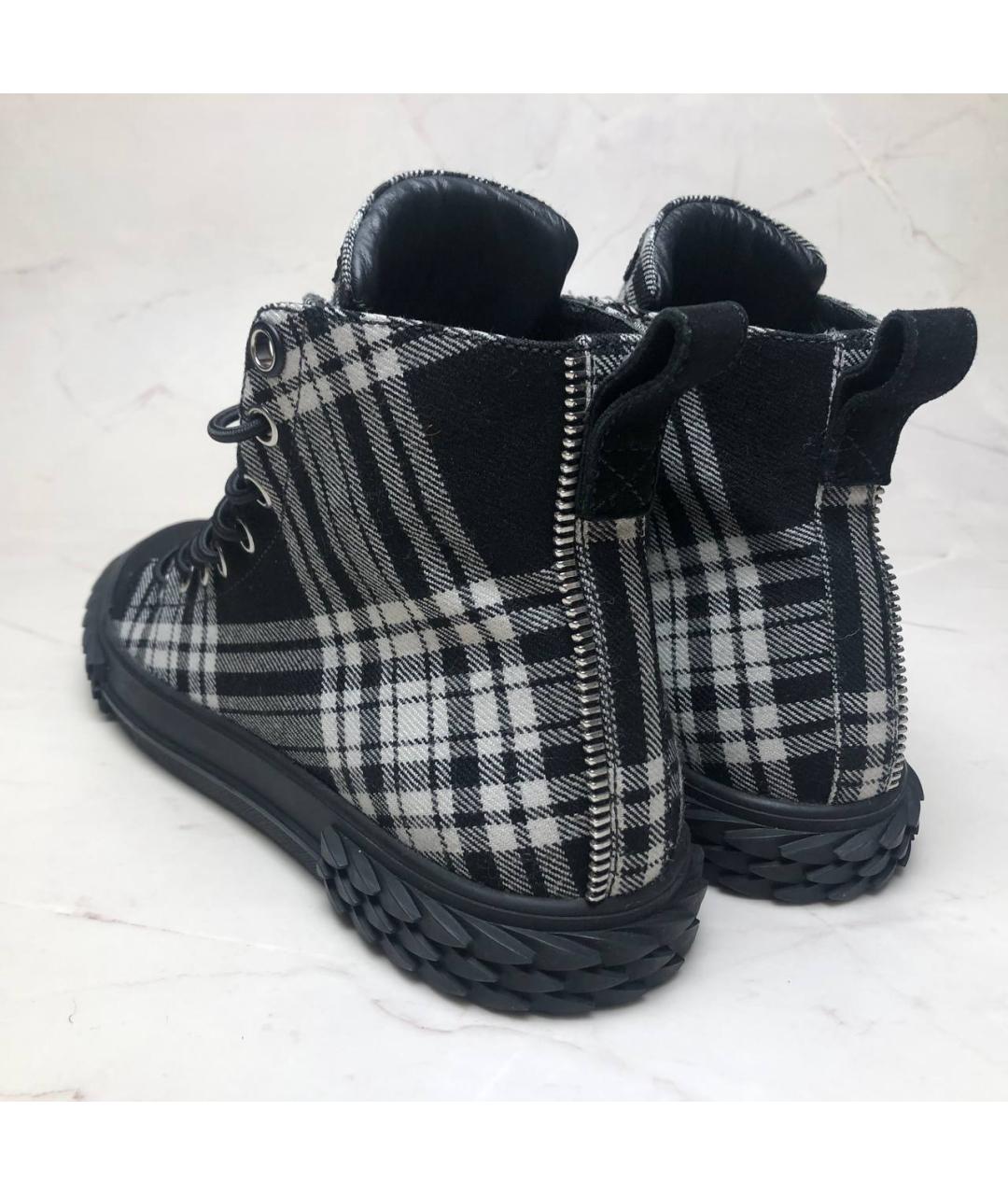 GIUSEPPE ZANOTTI DESIGN Серые текстильные высокие кроссовки / кеды, фото 4