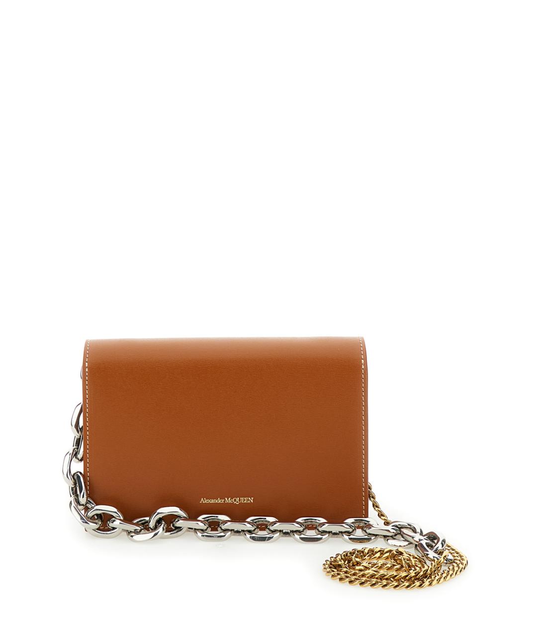 ALEXANDER MCQUEEN Коричневая кожаная сумка через плечо, фото 2