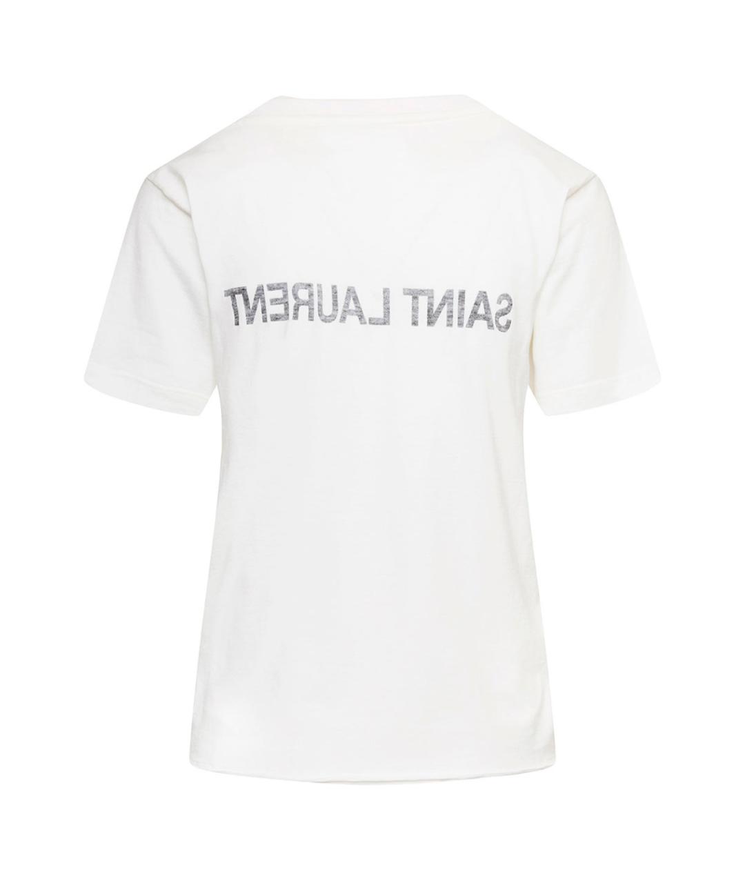 SAINT LAURENT Белая хлопковая футболка, фото 2