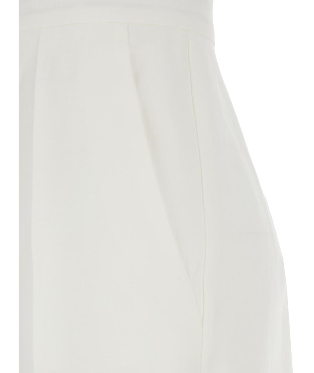 MAX MARA Белые льняные прямые брюки, фото 3