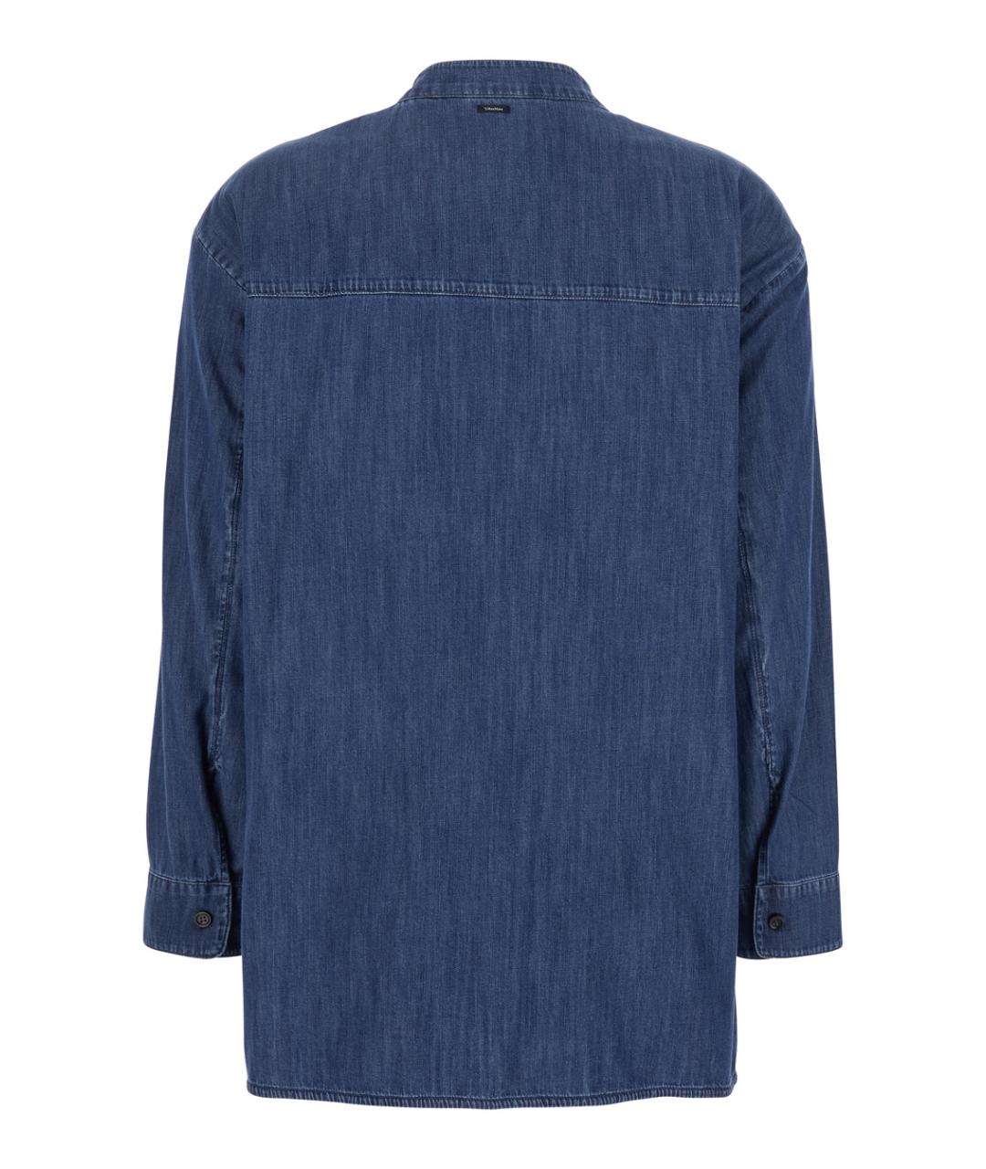 'S MAX MARA Синяя хлопковая рубашка, фото 2