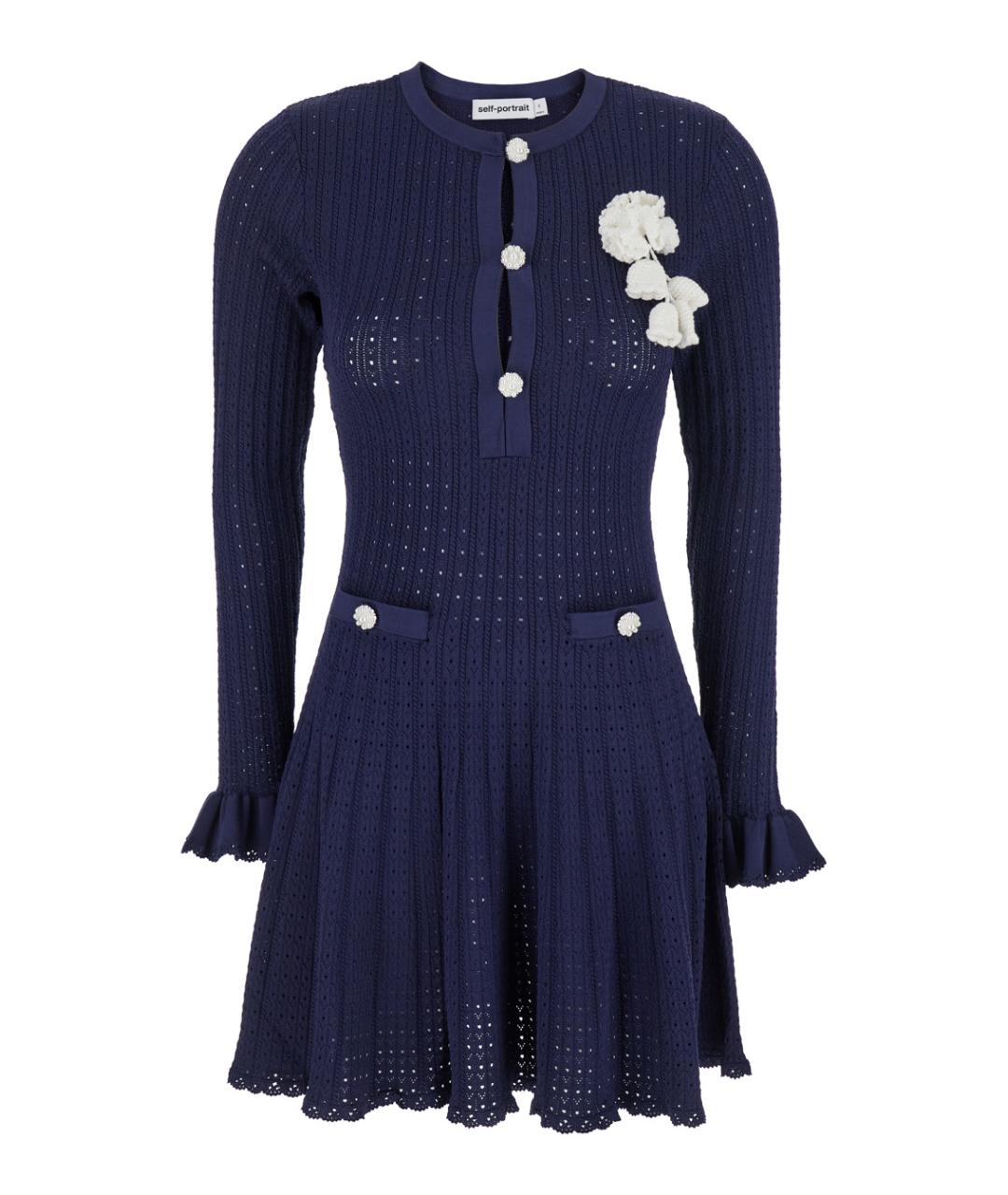 SELF-PORTRAIT Синее вискозное повседневное платье, фото 1