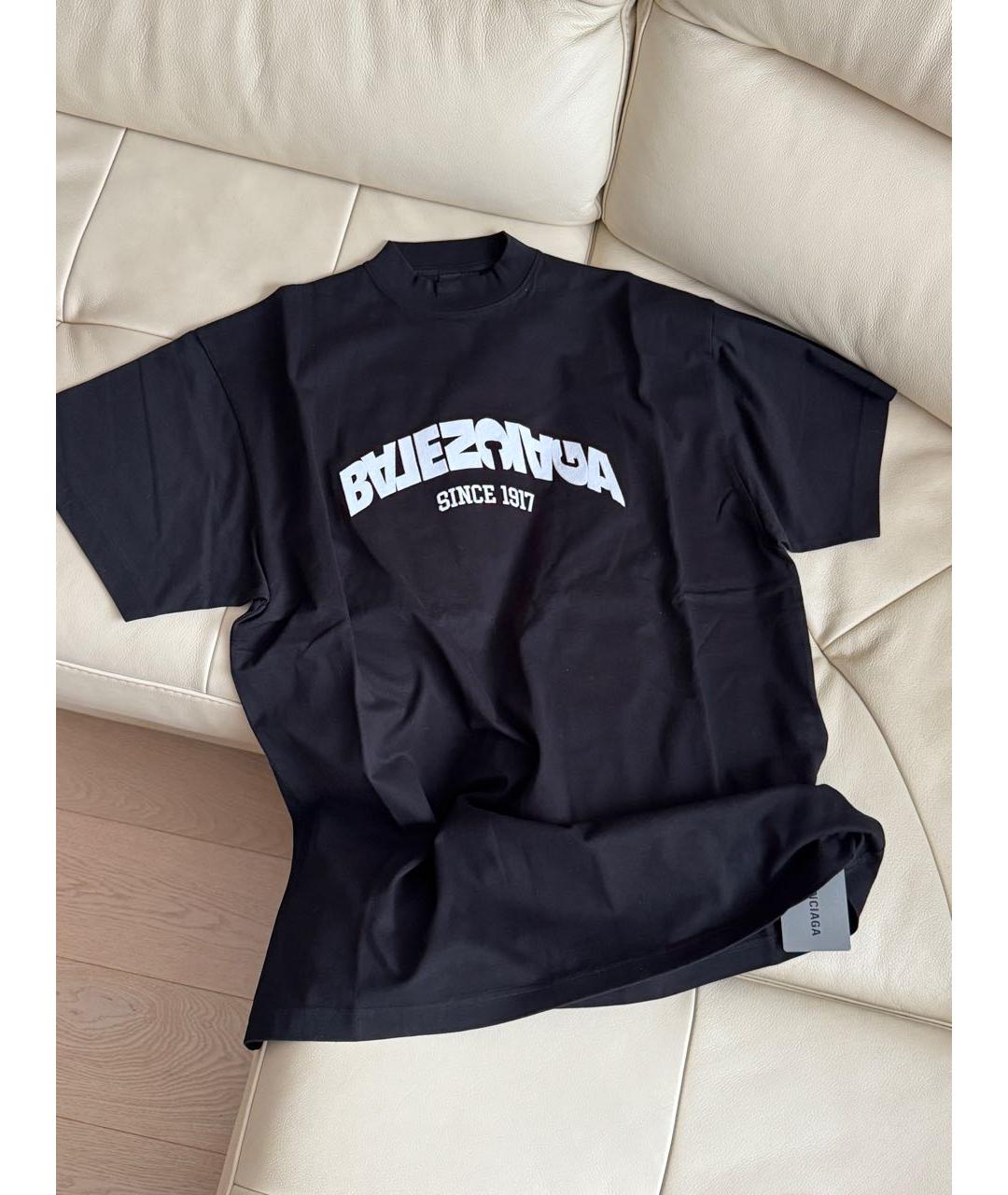 BALENCIAGA Черная хлопковая футболка, фото 2