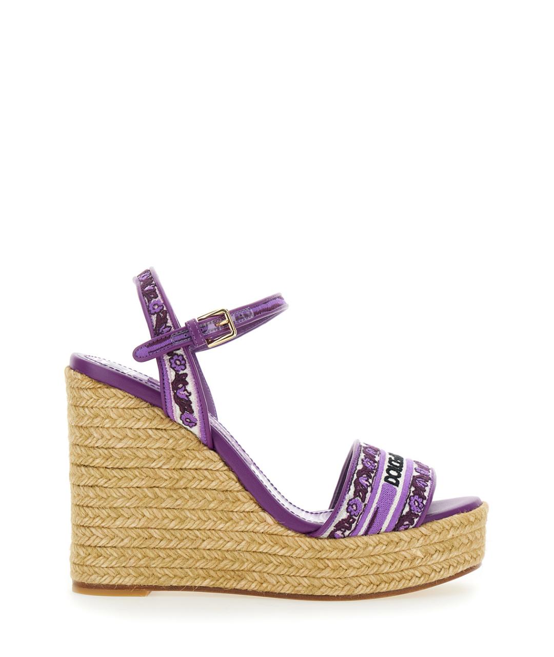 DOLCE&GABBANA Фиолетовые текстильные босоножки, фото 1