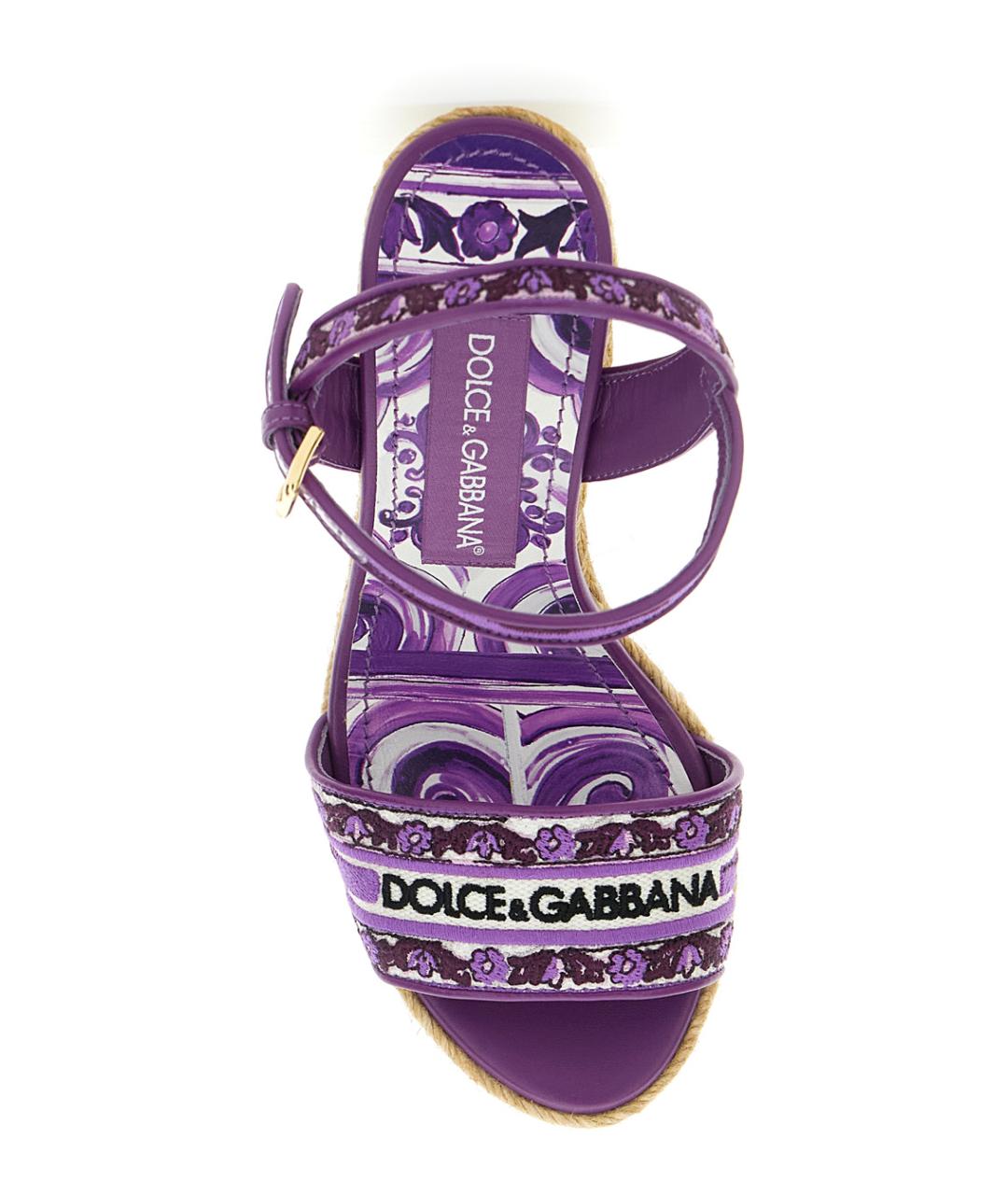 DOLCE&GABBANA Фиолетовые текстильные босоножки, фото 4