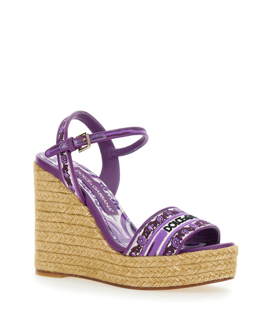 DOLCE&GABBANA Фиолетовые текстильные босоножки, фото 2