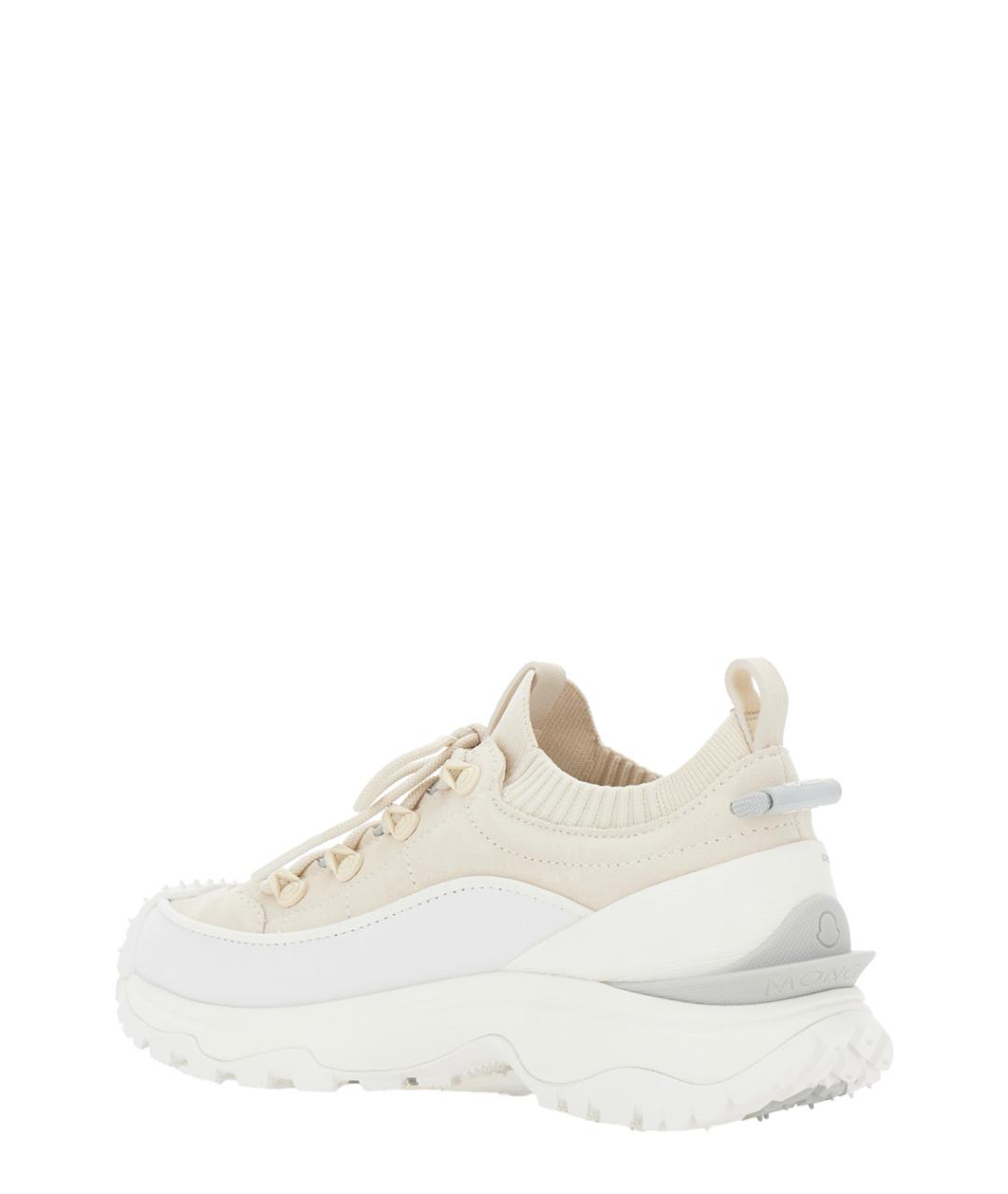 MONCLER Бежевые кожаные кроссовки, фото 3