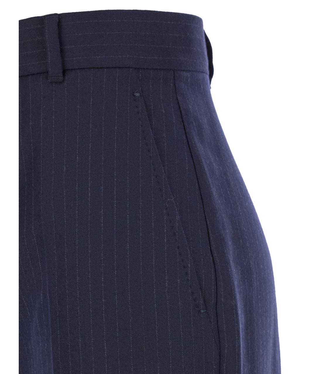 MAX MARA STUDIO Синие шерстяные прямые брюки, фото 3